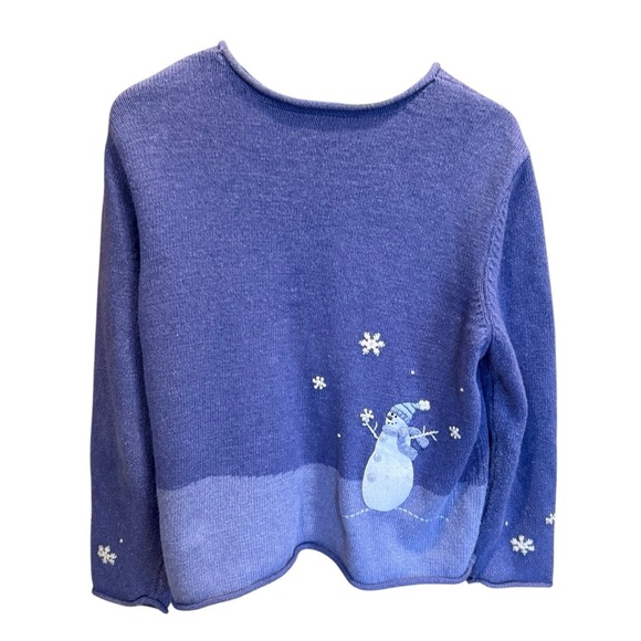 Croft & Barrow Women’s blue Snowman Winter Zip Cardigan Sweater XL Embroidered - Picture 9 of 14